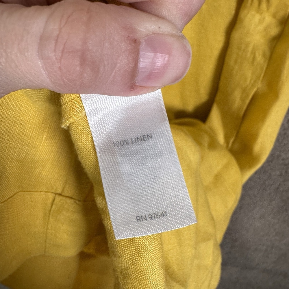 J Jill Dress Women's Small Petite Yellow Linen Shirt Casual 3/4 Sleeve Lagenlook - Picture 7 of 11